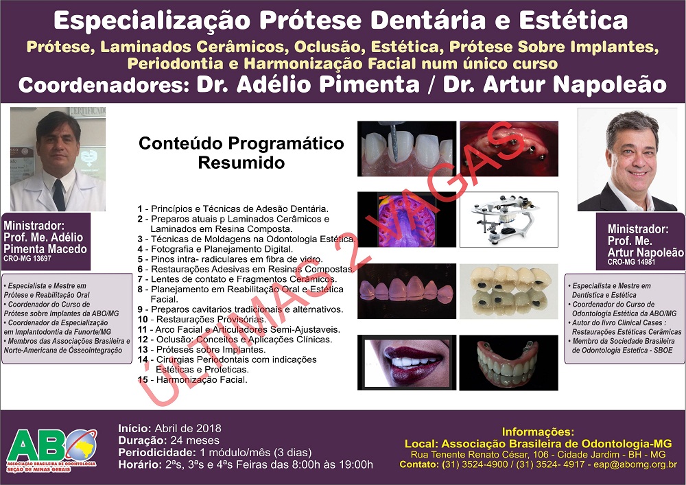 Especialização em Prótese Dentária e Estética - ABO/MG